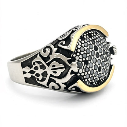 Royal Series - MYSTIC FANG RING - Pure Stainless Steel Men’s Steel-Gold-Plated Ring – Statement Luxury Jewelry (Size : 16-21-27) - THE MEN THING