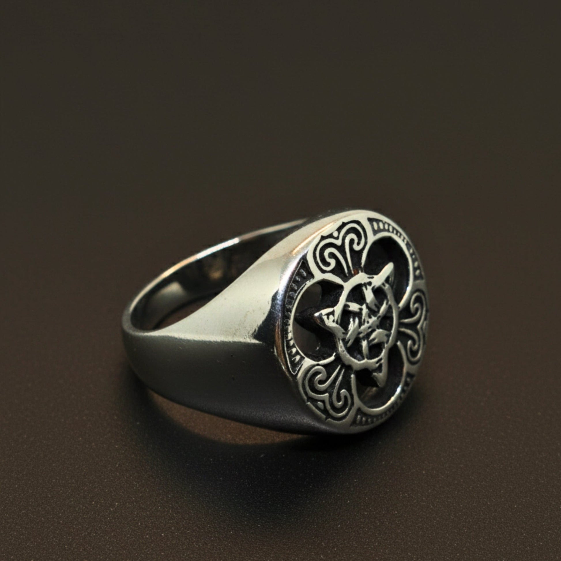 Royal Series - MYTHIC GUARDIAN SIGNET RING - Pure Stainless Steel Men’s Steel-Plated Ring – Statement Luxury Jewelry (Size :16-19-21-24-28-29-31) - THE MEN THING