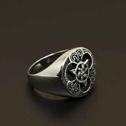 Royal Series - MYTHIC GUARDIAN SIGNET RING - Pure Stainless Steel Men’s Steel-Plated Ring – Statement Luxury Jewelry (Size :16-19-21-24-28-29-31) - THE MEN THING