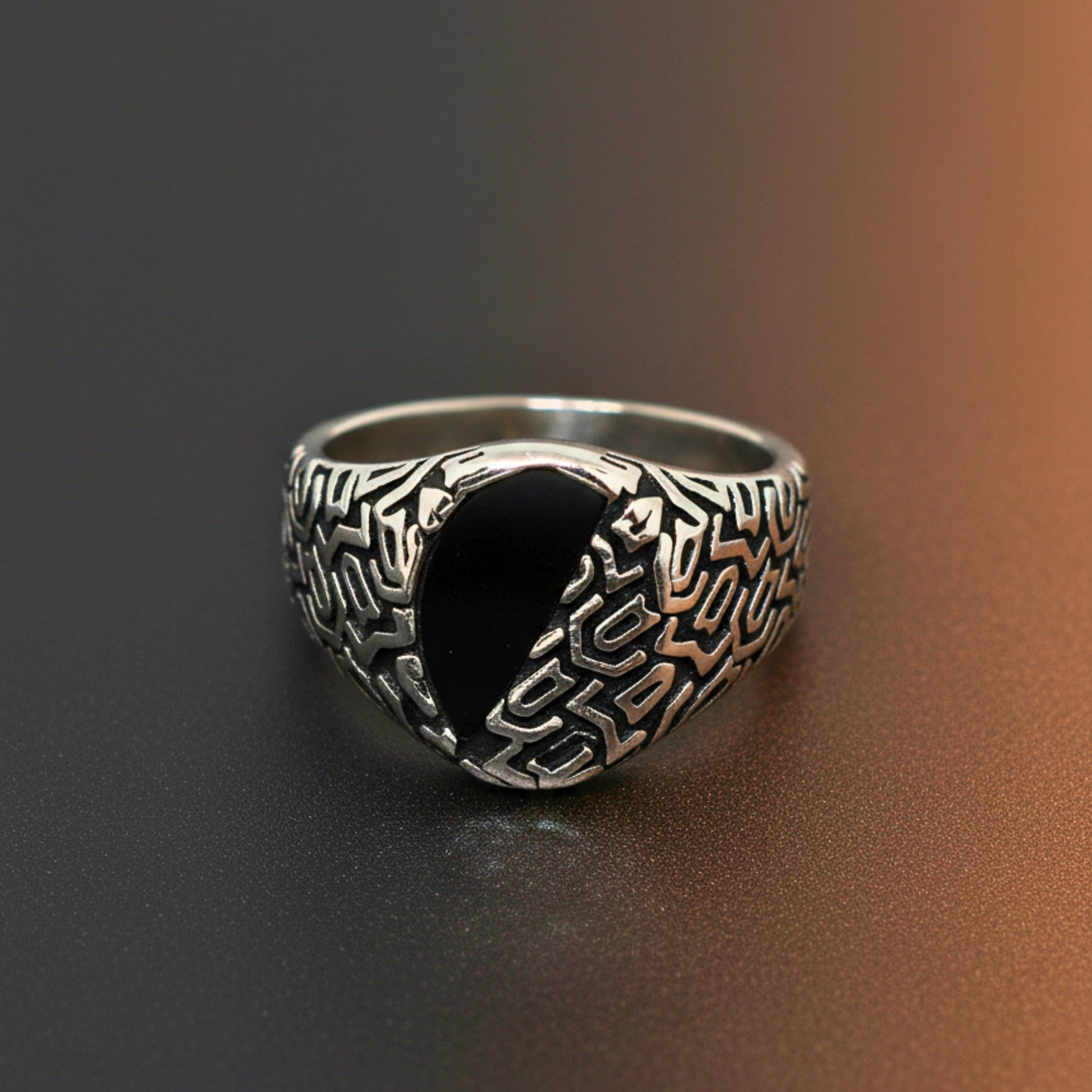 Royal Series - NIGHT GRIM RING - Pure Stainless Steel Men’s Steel-Plated Ring – Statement Luxury Jewelry (Size : 17-21-27) - THE MEN THING