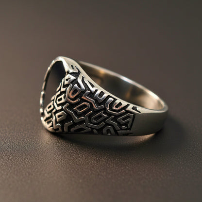 Royal Series - NIGHT GRIM RING - Pure Stainless Steel Men’s Steel-Plated Ring – Statement Luxury Jewelry (Size : 17-21-27) - THE MEN THING