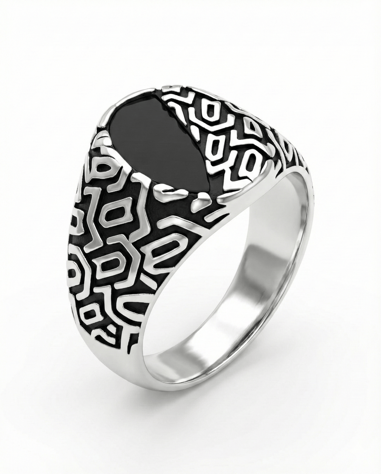 Royal Series - NIGHT GRIM RING - Pure Stainless Steel Men’s Steel-Plated Ring – Statement Luxury Jewelry (Size : 17-21-27) - THE MEN THING