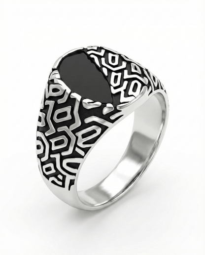 Royal Series - NIGHT GRIM RING - Pure Stainless Steel Men’s Steel-Plated Ring – Statement Luxury Jewelry (Size : 17-21-27) - THE MEN THING