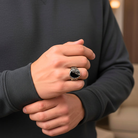 Royal Series - NIGHT GRIM RING - Pure Stainless Steel Men’s Steel-Plated Ring – Statement Luxury Jewelry (Size : 17-21-27) - THE MEN THING