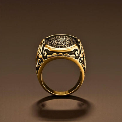 Royal Series - NIGHTFORGE SIGNET RING - Pure Stainless Steel Men’s Gold-Plated Ring – Statement Luxury Jewelry (Size : 19-22) — Rings for Men | THE MEN THING