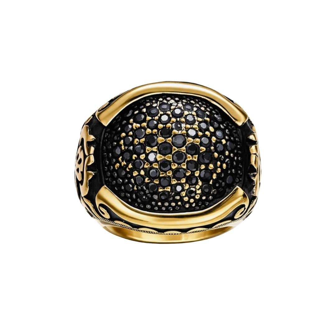 Royal Series - NIGHTFORGE SIGNET RING - Pure Stainless Steel Men’s Gold-Plated Ring – Statement Luxury Jewelry (Size : 19-22) — Rings for Men | THE MEN THING