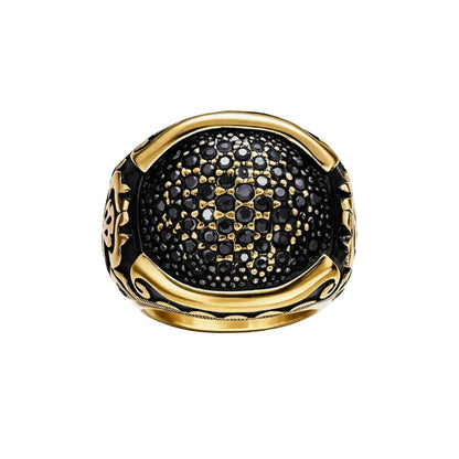 Royal Series - NIGHTFORGE SIGNET RING - Pure Stainless Steel Men’s Gold-Plated Ring – Statement Luxury Jewelry (Size : 19-22) — Rings for Men | THE MEN THING
