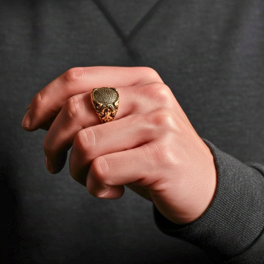 Royal Series - NIGHTFORGE SIGNET RING - Pure Stainless Steel Men’s Gold-Plated Ring – Statement Luxury Jewelry (Size : 19-22) — Rings for Men | THE MEN THING