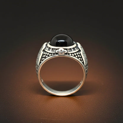 Royal Series - NOCTIS AEGIS RING - Pure Stainless Steel Men’s Steel-Plated Ring – Statement Luxury Jewelry (Size : 17-19-21-22-24-25-26-27) - THE MEN THING