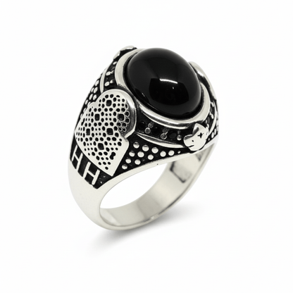 Royal Series - NOCTIS AEGIS RING - Pure Stainless Steel Men’s Steel-Plated Ring – Statement Luxury Jewelry (Size : 17-19-21-22-24-25-26-27) - THE MEN THING