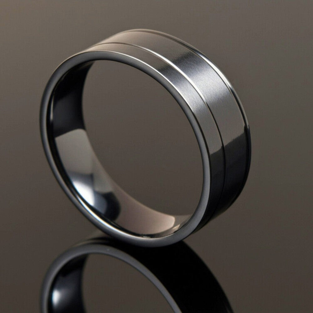 Royal Series - NOIR AXIS RING - Pure Stainless Steel Men’s Black-Plated Ring – Statement Luxury Jewelry (Size : 17-19-22-25-27) - THE MEN THING