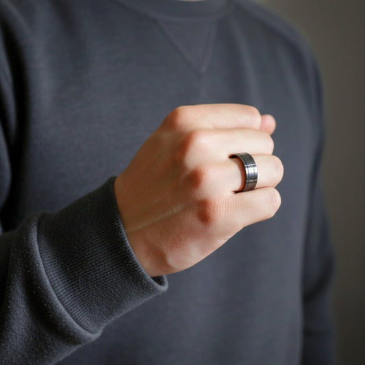 Royal Series - NOIR AXIS RING - Pure Stainless Steel Men’s Black-Plated Ring – Statement Luxury Jewelry (Size : 17-19-22-25-27) - THE MEN THING