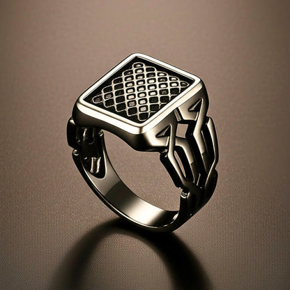 Royal Series - NYXGRID RING - Pure Stainless Steel Men’s Black-Steel-Plated Ring – Statement Luxury Jewelry (Size : 19-22-25) — Rings for Men | THE MEN THING