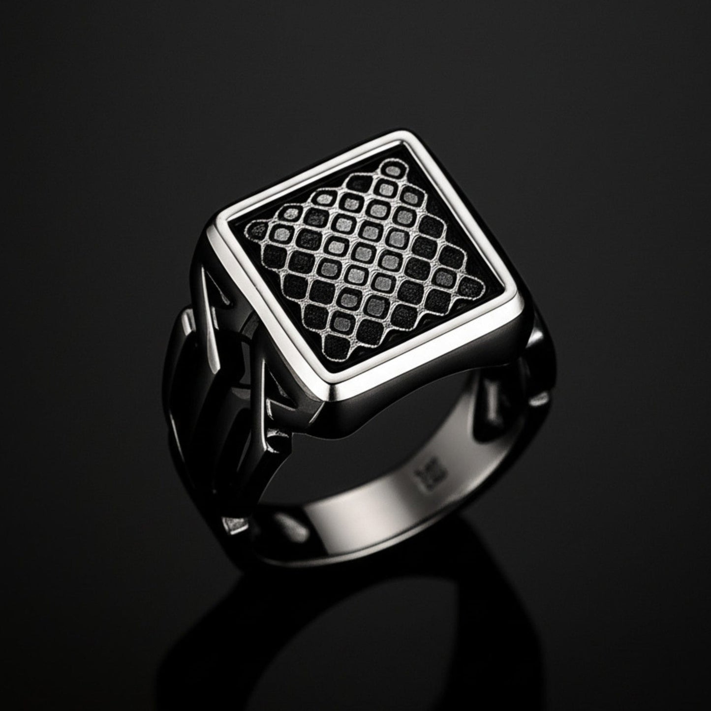 Royal Series - NYXGRID RING - Pure Stainless Steel Men’s Black-Steel-Plated Ring – Statement Luxury Jewelry (Size : 19-22-25) — Rings for Men | THE MEN THING