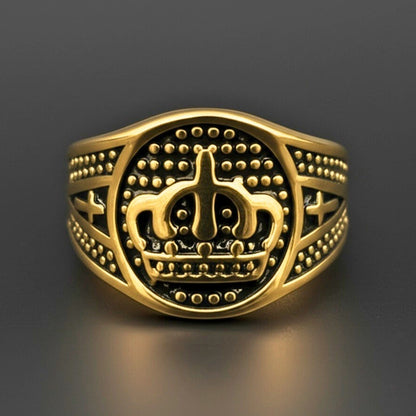Royal Series - ORIZON CROWN RING - Pure Stainless Steel Men’s Rose Gold-Plated Ring – Statement Luxury Jewelry (Size : 19-22-24) - THE MEN THING