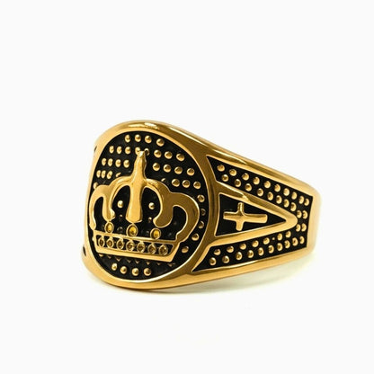 Royal Series - ORIZON CROWN RING - Pure Stainless Steel Men’s Rose Gold-Plated Ring – Statement Luxury Jewelry (Size : 19-22-24) - THE MEN THING