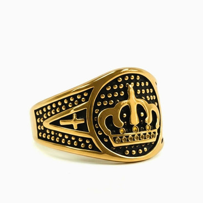 Royal Series - ORIZON CROWN RING - Pure Stainless Steel Men’s Rose Gold-Plated Ring – Statement Luxury Jewelry (Size : 19-22-24) - THE MEN THING