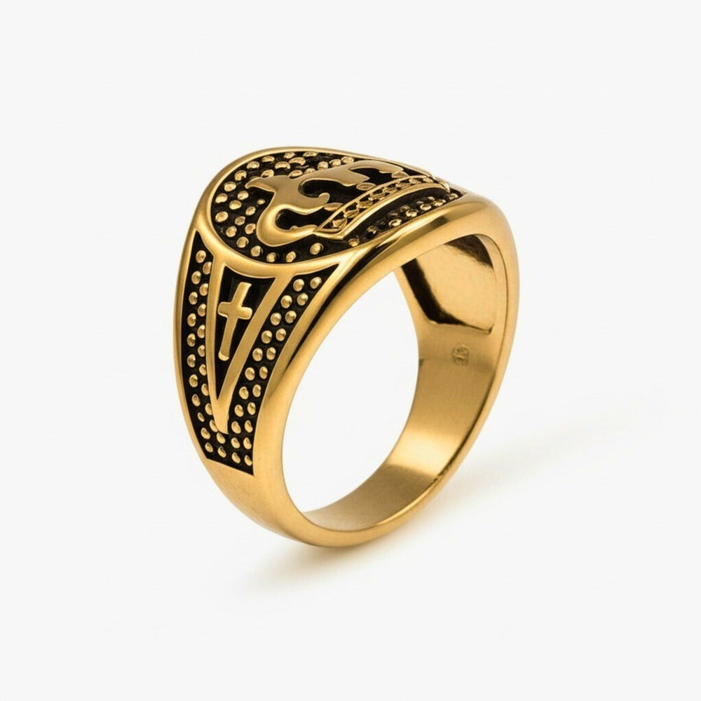 Royal Series - ORIZON CROWN RING - Pure Stainless Steel Men’s Rose Gold-Plated Ring – Statement Luxury Jewelry (Size : 19-22-24) - THE MEN THING