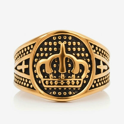 Royal Series - ORIZON CROWN RING - Pure Stainless Steel Men’s Rose Gold-Plated Ring – Statement Luxury Jewelry (Size : 19-22-24) - THE MEN THING