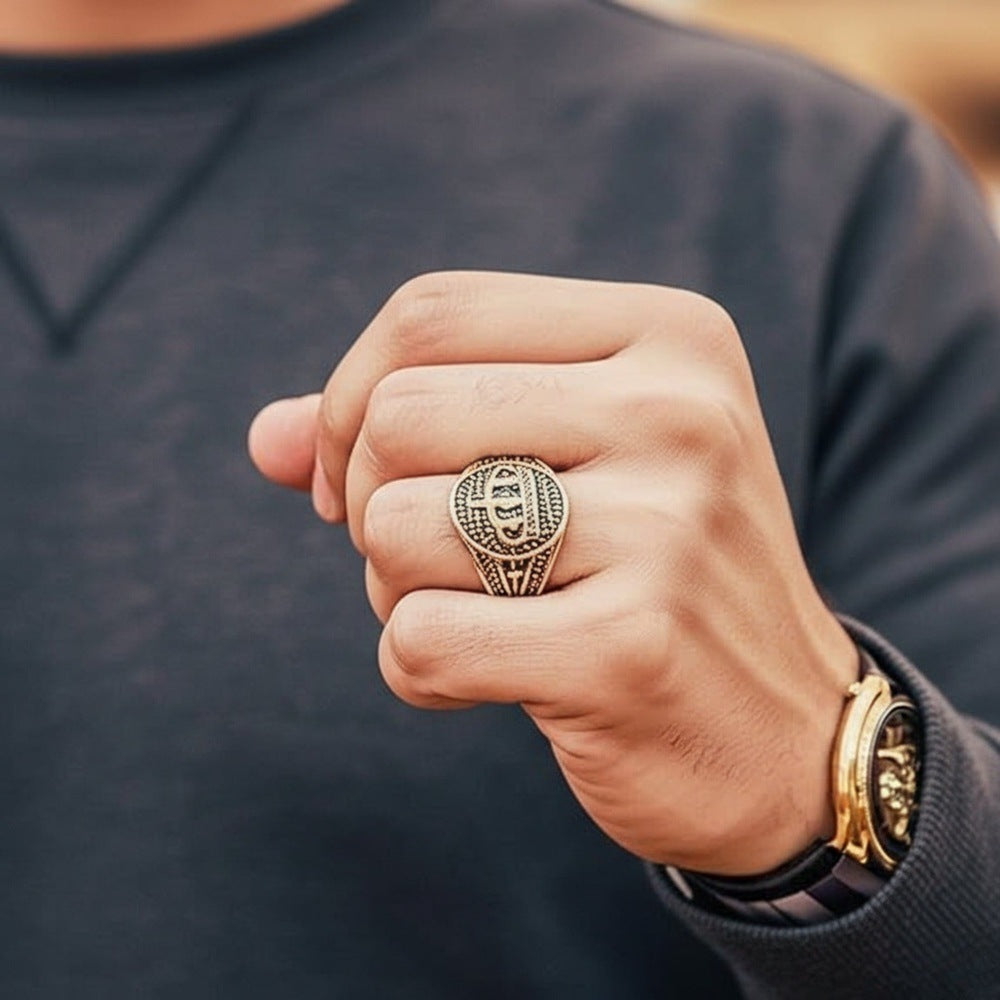 Royal Series - ORIZON CROWN RING - Pure Stainless Steel Men’s Rose Gold-Plated Ring – Statement Luxury Jewelry (Size : 19-22-24) - THE MEN THING