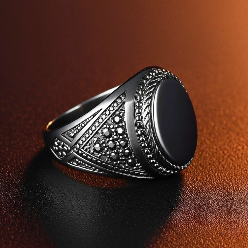 Royal Series - OSIRIS FANG RING - Pure Stainless Steel Men’s Black-Plated Ring – Statement Luxury Jewelry (Size : 19-22-24) - THE MEN THING