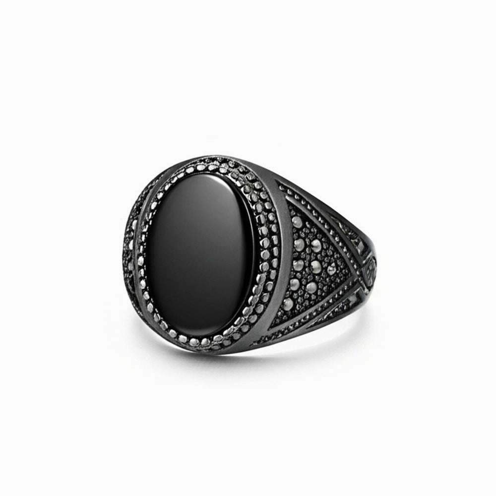 Royal Series - OSIRIS FANG RING - Pure Stainless Steel Men’s Black-Plated Ring – Statement Luxury Jewelry (Size : 19-22-24) - THE MEN THING