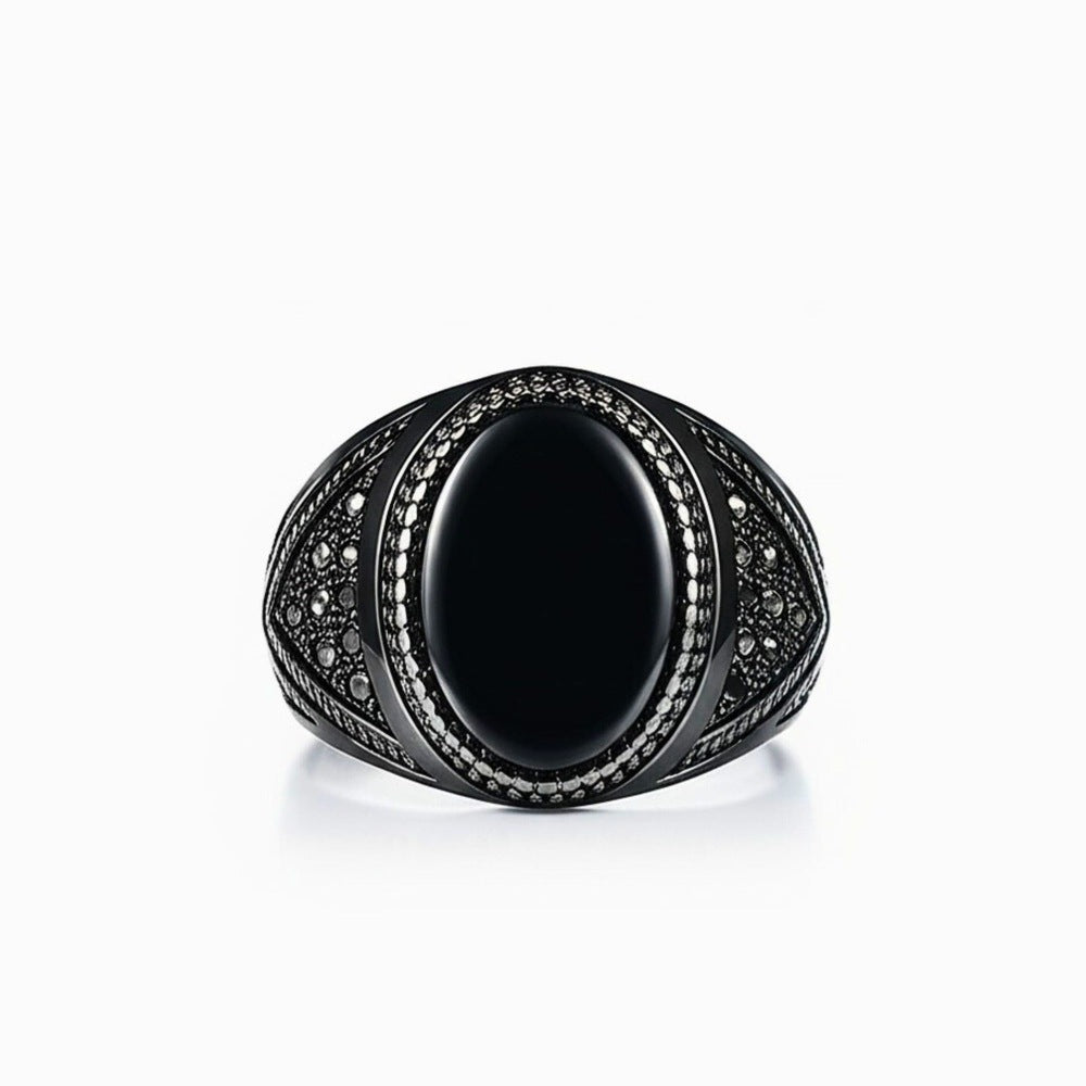 Royal Series - OSIRIS FANG RING - Pure Stainless Steel Men’s Black-Plated Ring – Statement Luxury Jewelry (Size : 19-22-24) - THE MEN THING