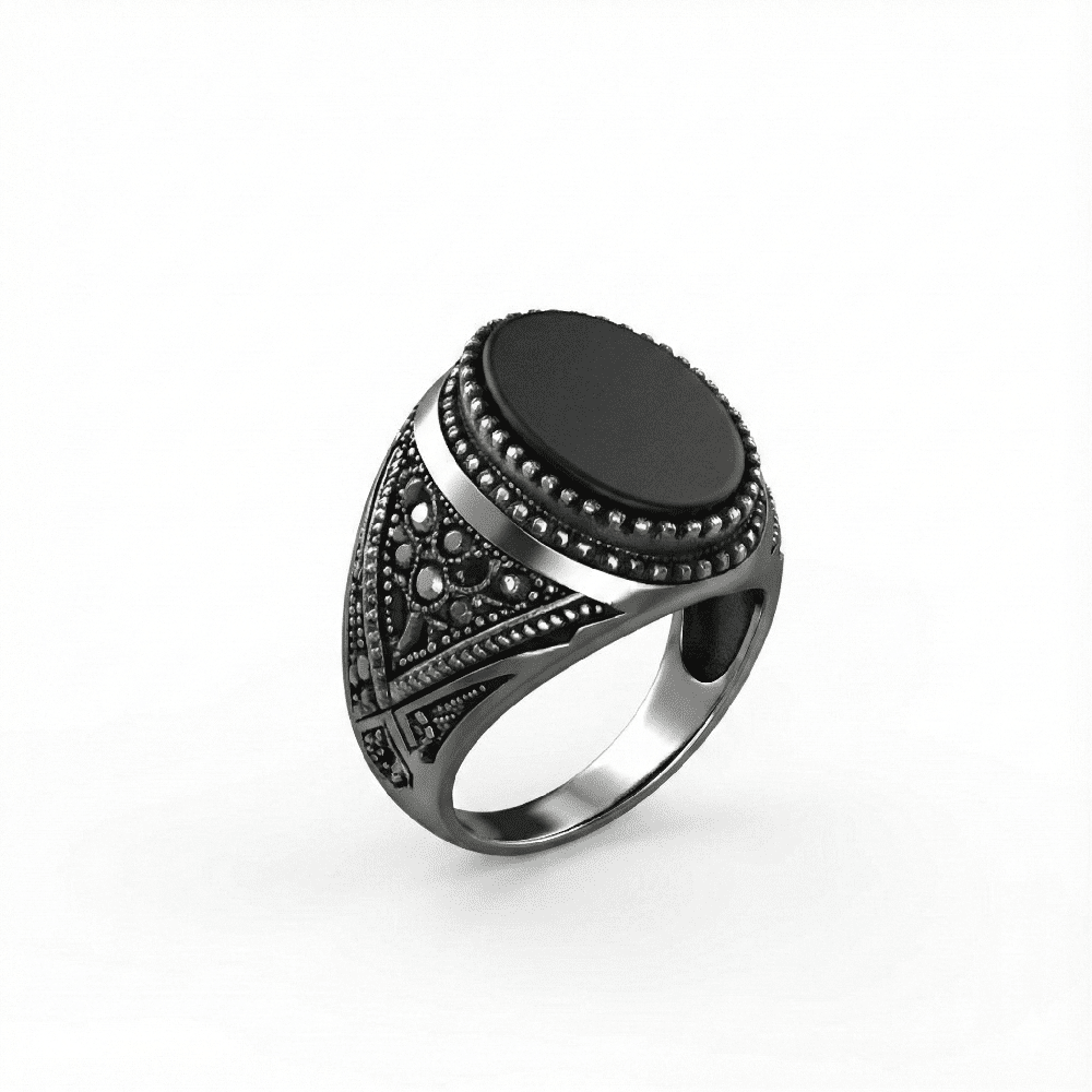 Royal Series - OSIRIS FANG RING - Pure Stainless Steel Men’s Black-Plated Ring – Statement Luxury Jewelry (Size : 19-22-24) - THE MEN THING
