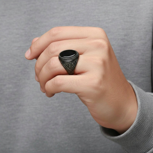 Royal Series - OSIRIS FANG RING - Pure Stainless Steel Men’s Black-Plated Ring – Statement Luxury Jewelry (Size : 19-22-24) - THE MEN THING