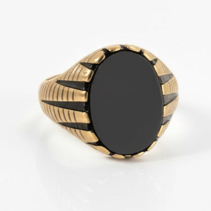 Royal Series - PRIME CREST RING - Pure Stainless Steel Men’s Gold-Plated Ring – Statement Luxury Jewelry (Size : 16-19-22-24-26) - THE MEN THING