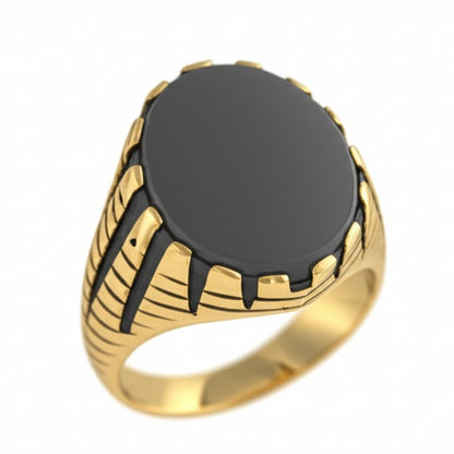 Royal Series - PRIME CREST RING - Pure Stainless Steel Men’s Gold-Plated Ring – Statement Luxury Jewelry (Size : 16-19-22-24-26) - THE MEN THING