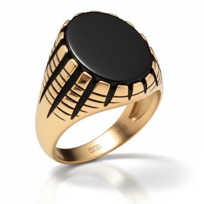 Royal Series - PRIME CREST RING - Pure Stainless Steel Men’s Gold-Plated Ring – Statement Luxury Jewelry (Size : 16-19-22-24-26) - THE MEN THING