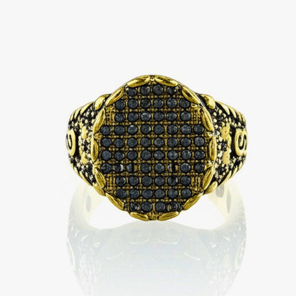 Royal Series - RAVEN CROWN RING - Pure Stainless Steel Men’s Gold-Plated Ring – Statement Luxury Jewelry (Size : -17-20-22-24-27) - THE MEN THING