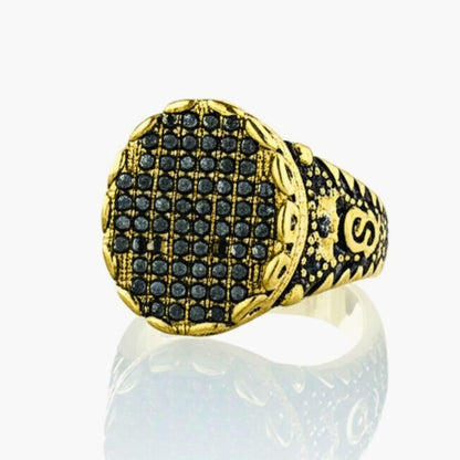 Royal Series - RAVEN CROWN RING - Pure Stainless Steel Men’s Gold-Plated Ring – Statement Luxury Jewelry (Size : -17-20-22-24-27) - THE MEN THING