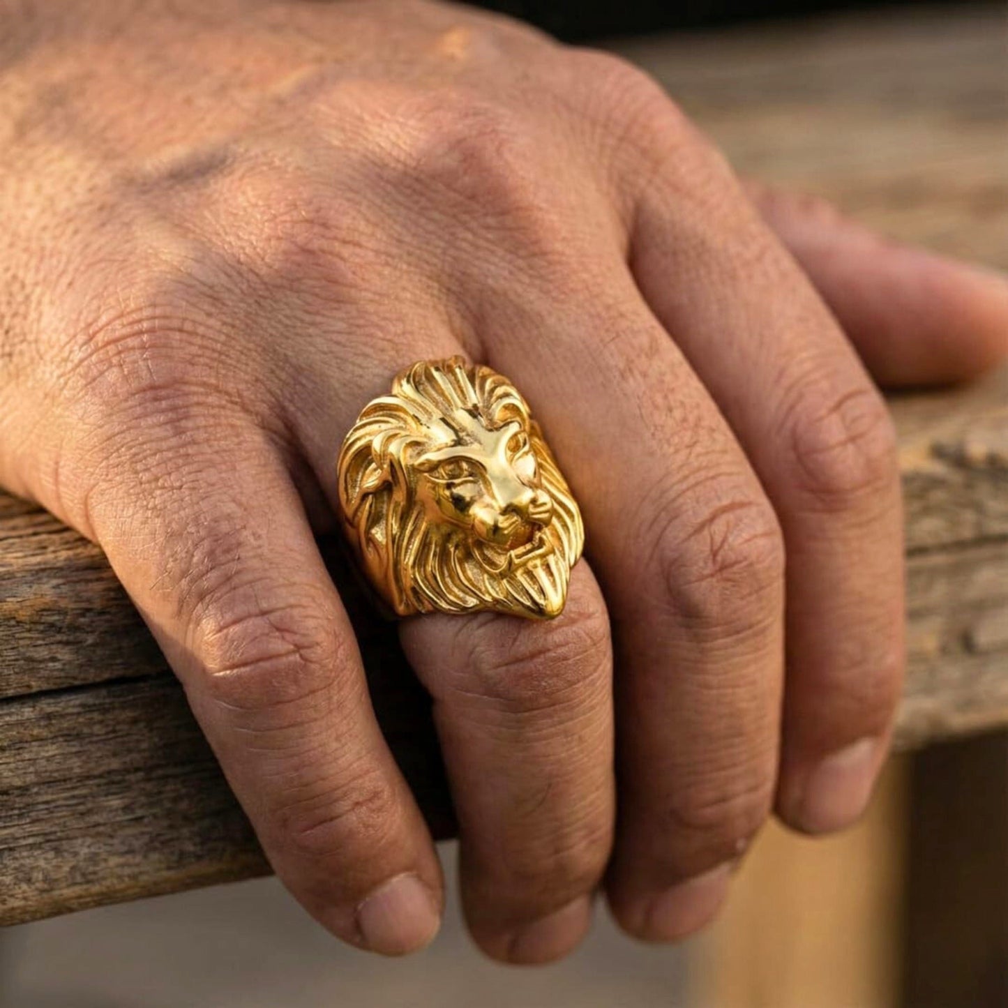 Royal Series - REGAL LION KING RING - Pure Stainless Steel Men’s Gold-Plated Ring – Statement Luxury Jewelry (Size :16-18-20-24-25-26-27-30-31 ) - THE MEN THING