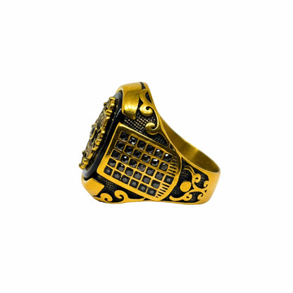 Royal Series - REGALIA MATRIX RING - Pure Stainless Steel Men’s Gold-Plated Ring – Statement Luxury Jewelry (Size : 16-17-20-21-26-27) - THE MEN THING