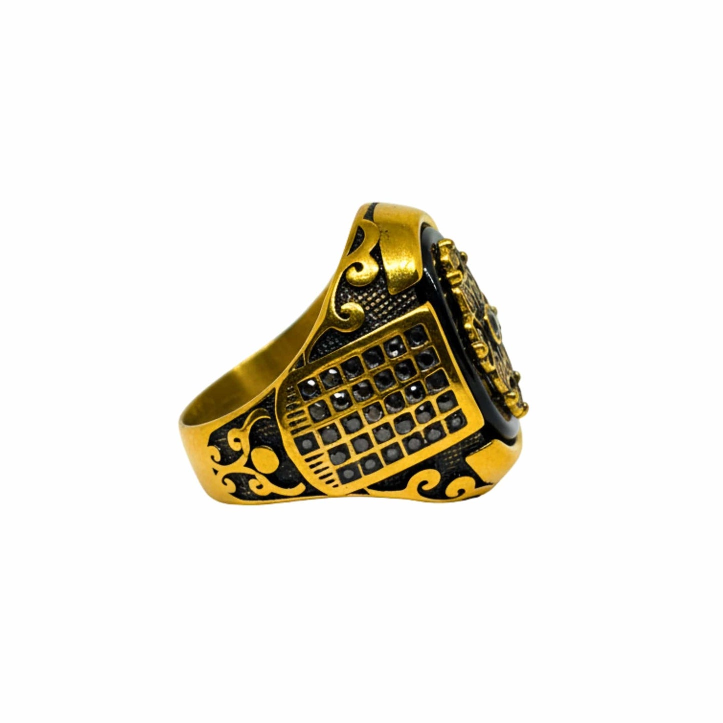 Royal Series - REGALIA MATRIX RING - Pure Stainless Steel Men’s Gold-Plated Ring – Statement Luxury Jewelry (Size : 16-17-20-21-26-27) - THE MEN THING
