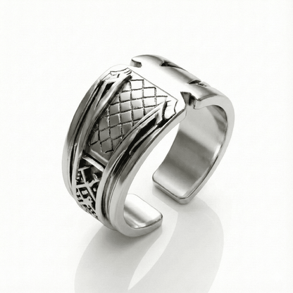 Royal Series - ROGUE SIGIL RING - Pure Stainless Steel Men’s Steel-Plated Ring – Statement Luxury Jewelry (Size : 19-20-21-22-25) - THE MEN THING
