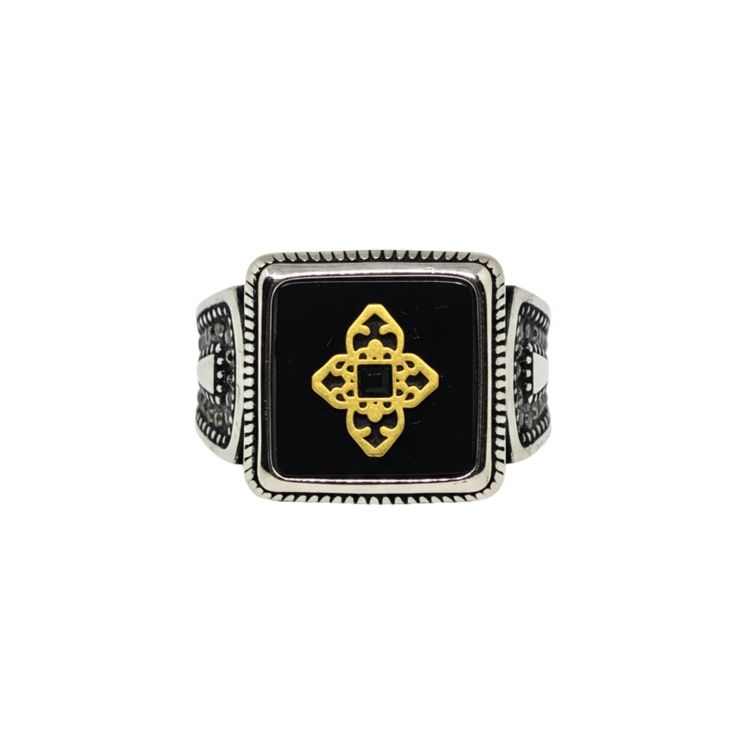 Royal Series - ROYAL AEGIS RING - Pure Stainless Steel Men’s Steel-Gold-Plated Ring – Statement Luxury Jewelry (Size : 16-17-21-22-23-24-26-27) - THE MEN THING