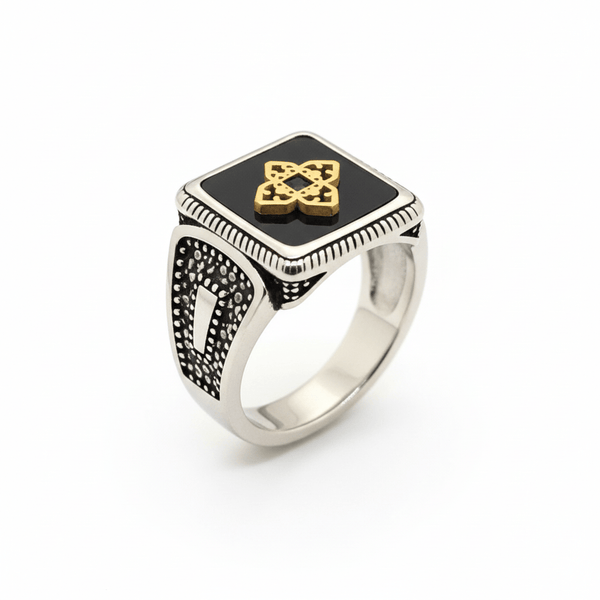 Royal Series - ROYAL AEGIS RING - Pure Stainless Steel Men’s Steel-Gold-Plated Ring – Statement Luxury Jewelry (Size : 16-17-21-22-23-24-26-27)