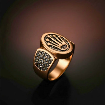 Royal Series - ROYAL CROWN GOLD - Pure Stainless Steel Men’s Gold-Plated Ring – Statement Luxury Jewelry (Size : 19-21-24) - THE MEN THING