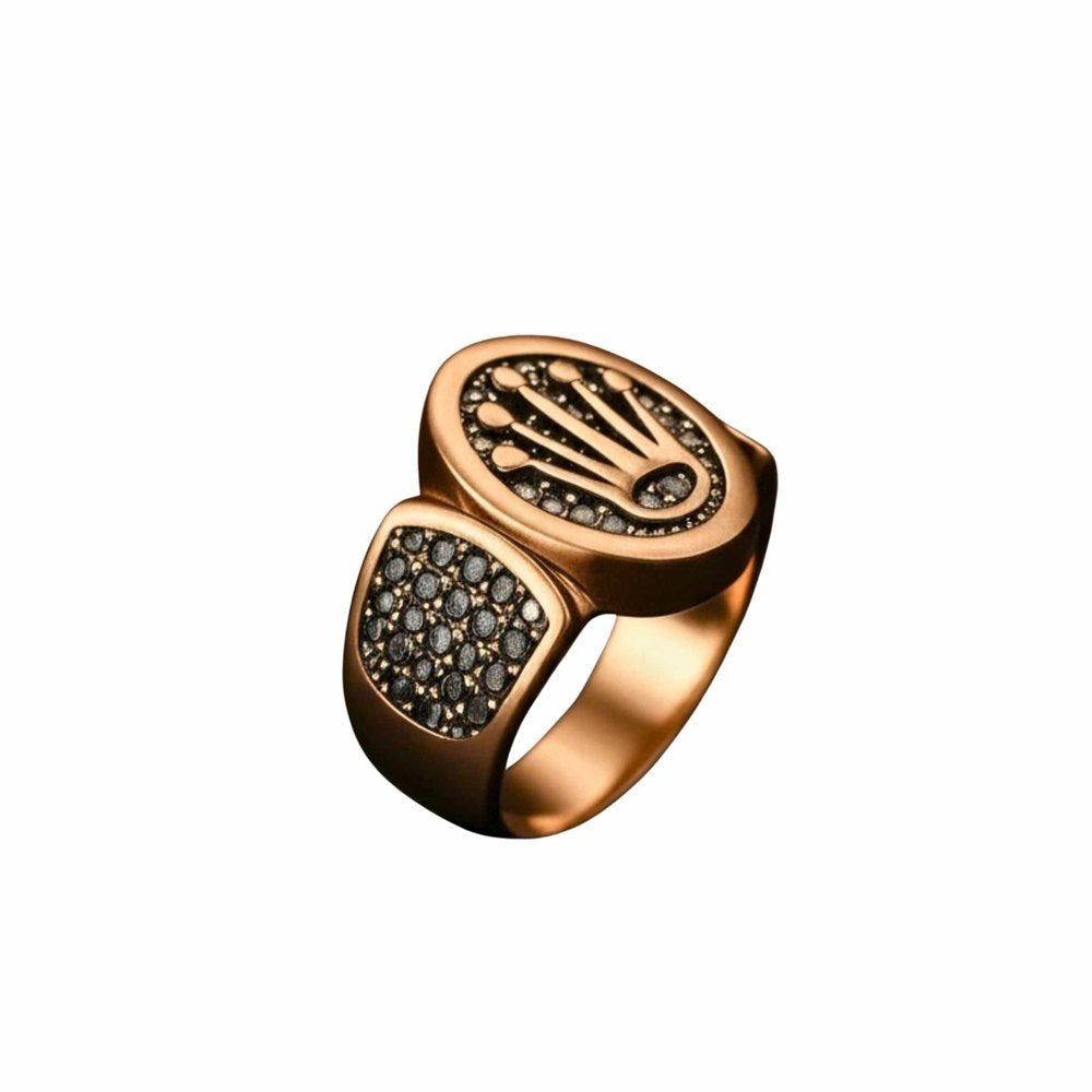 Royal Series - ROYAL CROWN GOLD - Pure Stainless Steel Men’s Gold-Plated Ring – Statement Luxury Jewelry (Size : 19-21-24) - THE MEN THING