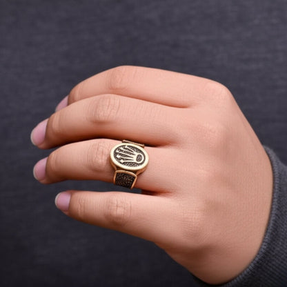 Royal Series - ROYAL CROWN GOLD - Pure Stainless Steel Men’s Gold-Plated Ring – Statement Luxury Jewelry (Size : 19-21-24) - THE MEN THING
