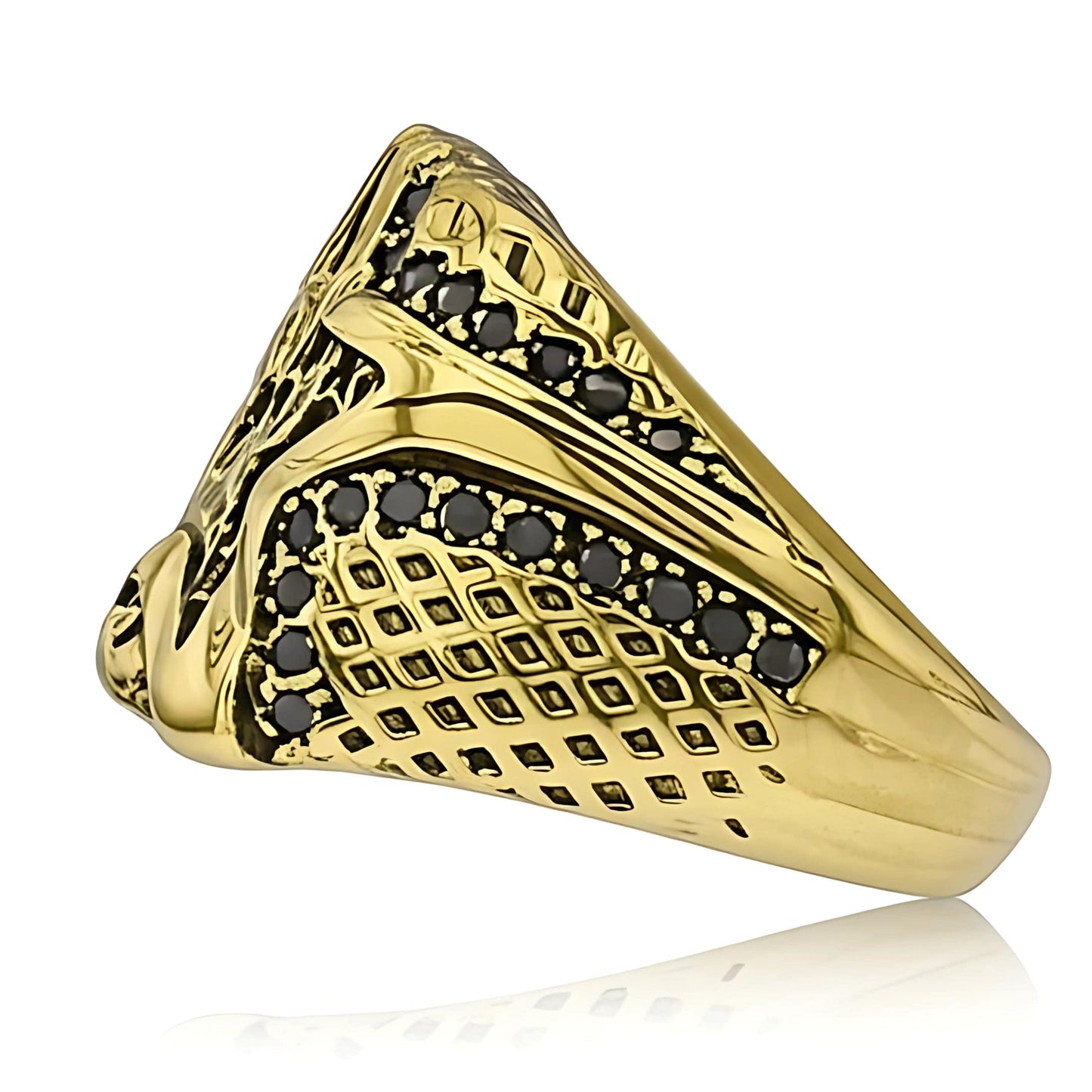Royal Series - RUNIC ECLIPSE RING - Pure Stainless Steel Men’s Gold-Plated Ring – Statement Luxury Jewelry (Size : 19-22-24) - THE MEN THING