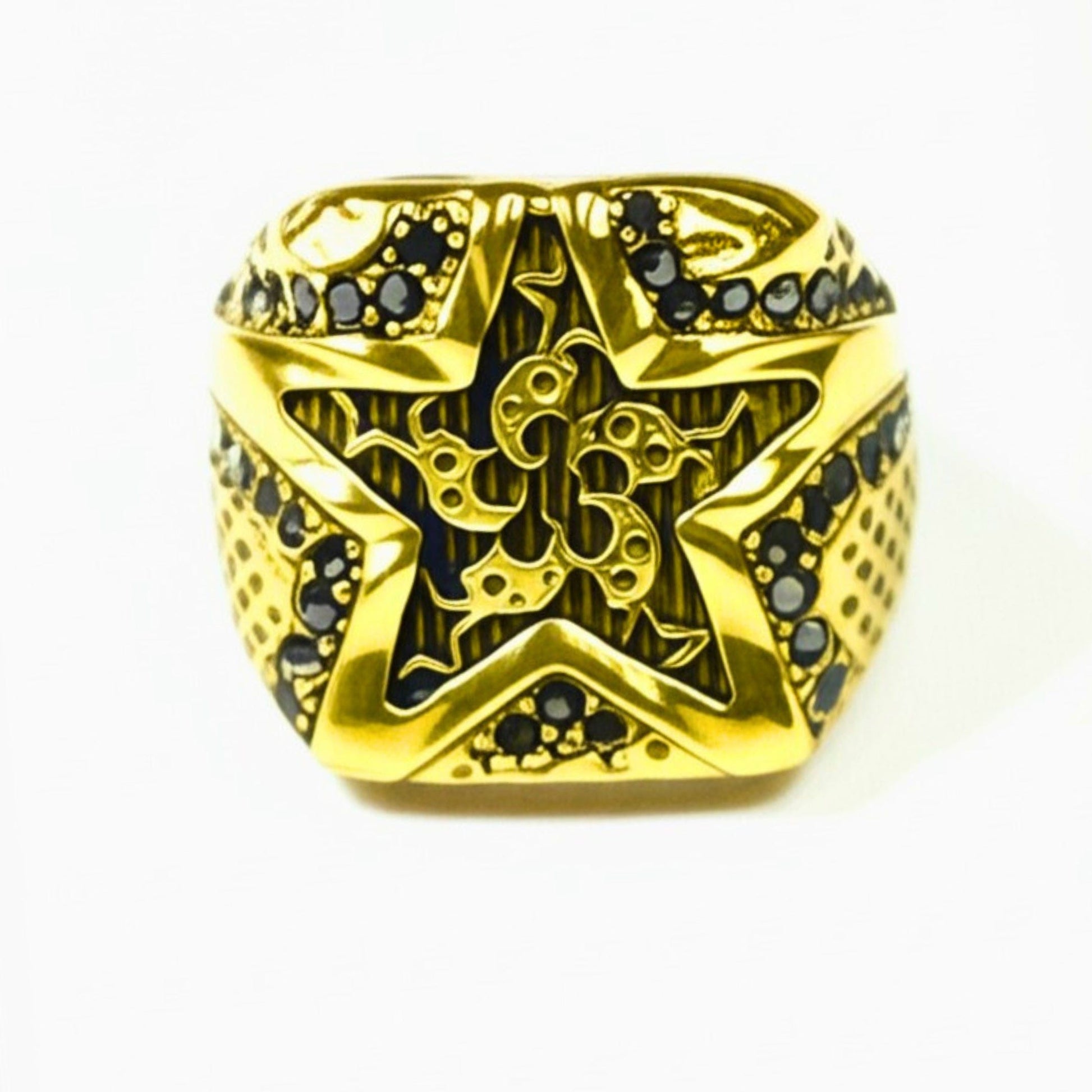 Royal Series - RUNIC ECLIPSE RING - Pure Stainless Steel Men’s Gold-Plated Ring – Statement Luxury Jewelry (Size : 19-22-24) - THE MEN THING