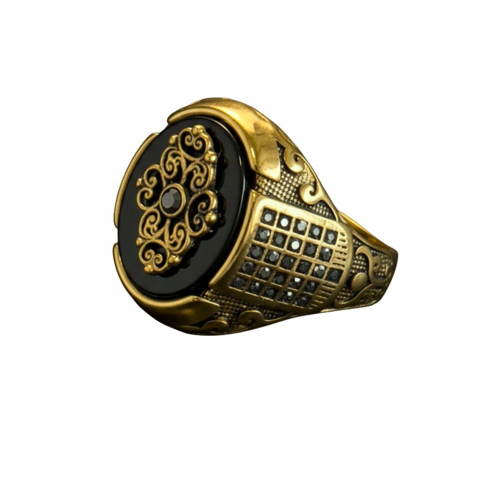 Royal Series - Royal Enigma RING - Pure Stainless Steel Men’s Gold-Plated Ring – Statement Luxury Jewelry (Size : 16-17-19-21-23-27) - THE MEN THING