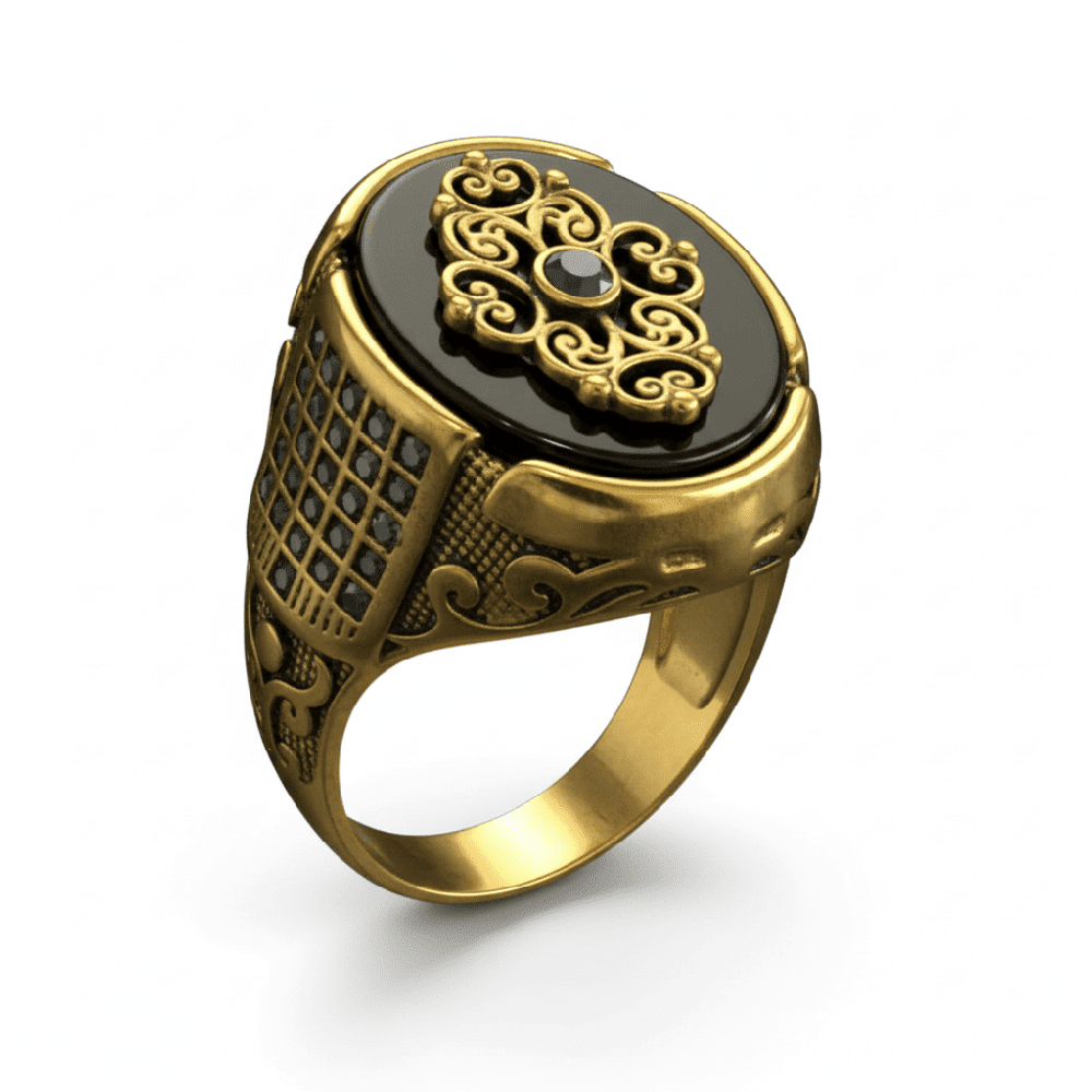 Royal Series - Royal Enigma RING - Pure Stainless Steel Men’s Gold-Plated Ring – Statement Luxury Jewelry (Size : 16-17-19-21-23-27) - THE MEN THING