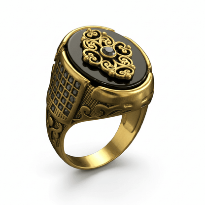Royal Series - Royal Enigma RING - Pure Stainless Steel Men’s Gold-Plated Ring – Statement Luxury Jewelry (Size : 16-17-19-21-23-27) - THE MEN THING