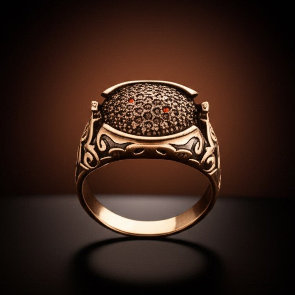 Royal Series - SHADOW BLOOM RING - Pure Stainless Steel Men’s Rose Gold-Plated Ring – Statement Luxury Jewelry (Size : 16-22-27) - THE MEN THING