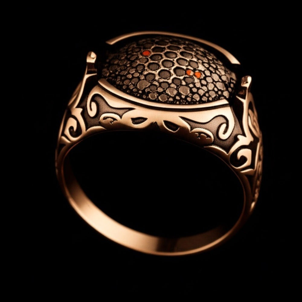 Royal Series - SHADOW BLOOM RING - Pure Stainless Steel Men’s Rose Gold-Plated Ring – Statement Luxury Jewelry (Size : 16-22-27) - THE MEN THING